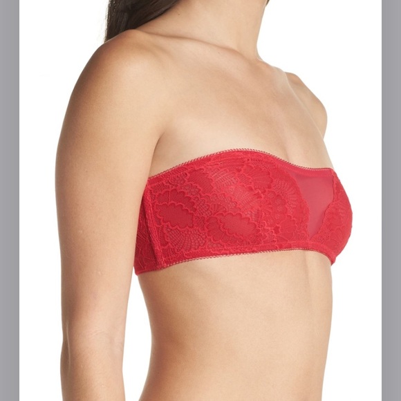 S 🔖 FREE PEOPLE Raspberry Red Pink Malinda Bandeau Bra OB762256A $28 - Picture 7 of 9